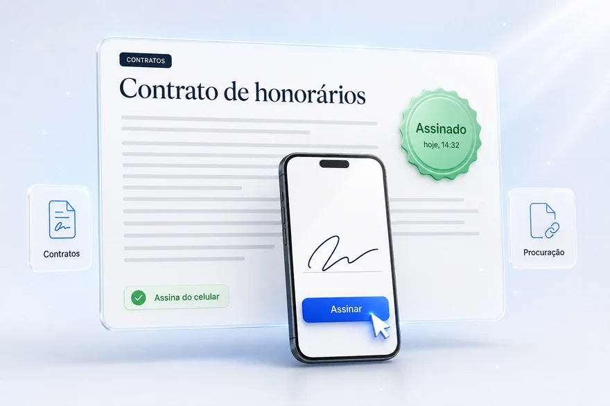 Contrato de honorários assinado pelo celular, com selo de assinado