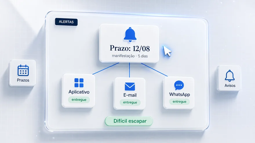 Aviso de prazo entregue por aplicativo, e-mail e WhatsApp